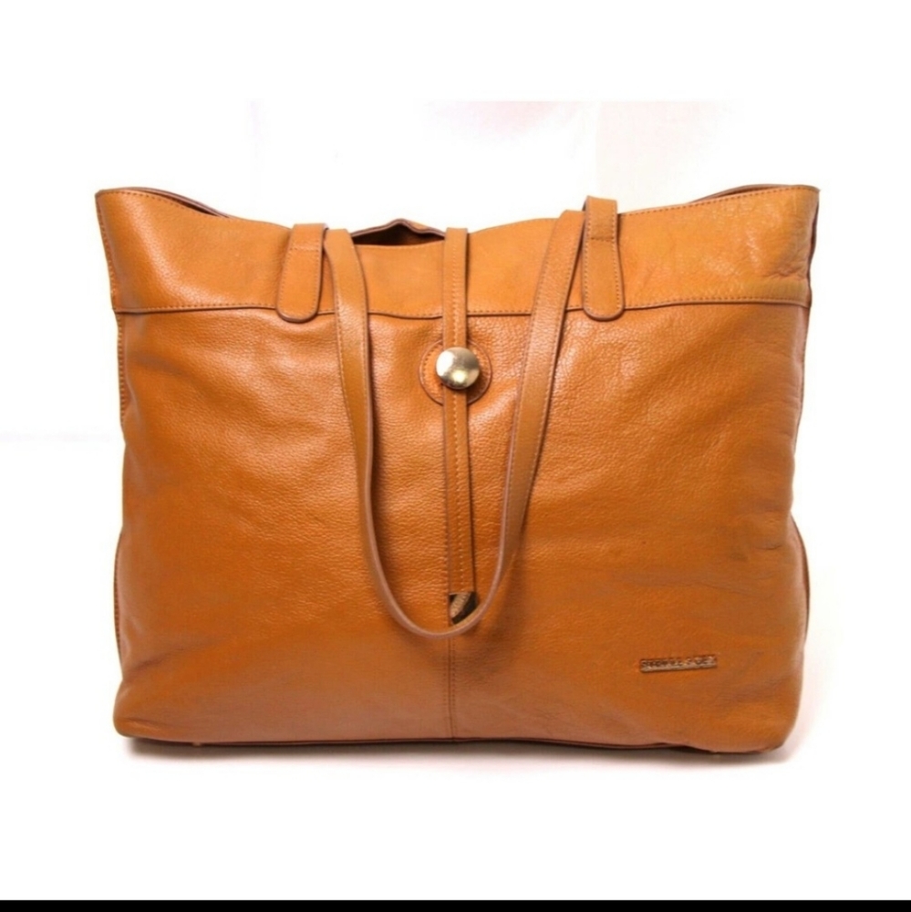 Stella & Max Large Leather Tote Tan/Cognac/Caramel Color
